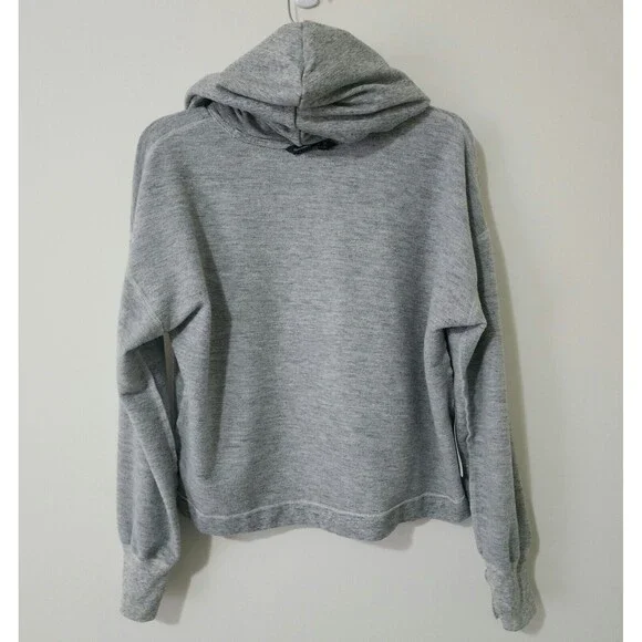 Abercrombie & Fitch Womens Short Oversized Fleece Hoodie Heather Gray A&F Size M - Picture 5 of 11